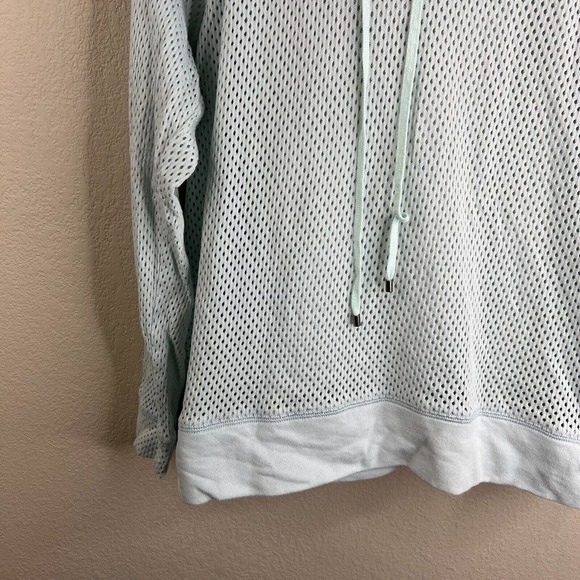 Rebecca Taylor Womens Hoodie Mesh Pullover Size L‎ Light Blue Drawstring - Picture 6 of 12